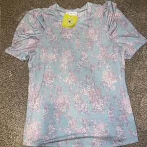 NWT -Floral Women’s Top in Blue and Pink